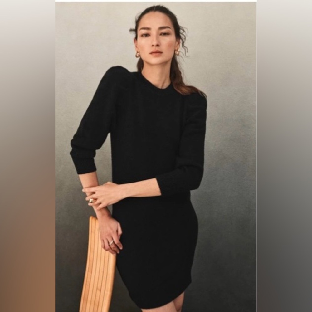 White + Warren Black Long Sleeve Dress NWOT